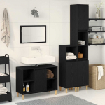 Vannitoa m&ouml;&ouml;bleset uksega 3 pcs must 60 x 30 x 60 cm tehispuit