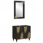 Vannitoa kapikomplekt ladustamisega 2 pcs must tugev mango puu