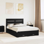 Voodi raam sahtliga peaga must tamm 140 x 190 cm tehispuit