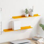 Seinariiul riiuliga 2 pcs kollane sinep 60 x 9 x 2,5 cm