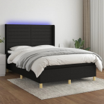 Kontinentaalvoodi madrats ja led, must, 140x200 cm, kangas