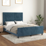 Voodiraam ilma madratsita tumesinine 140x200 cm samet