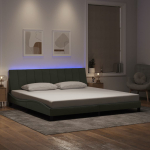Voodiraam led ilma madratsita hanko, helehall, 200x200 cm, samet