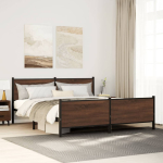 Metallist voodiraam ilma madratsita pruun tamm 183x213 cm