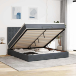 Ottomani voodiraam madratsitega, tumehall, 180x200 cm, samet