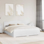 Voodi raam sahtliga peaga valge 180 x 200 cm tehispuit