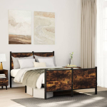 Metallist voodiraam ilma madratsita suitsutatud tamm 120x200 cm