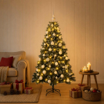 Tehisj&otilde;ulukuusk koos kaunistustega 120 cm 150 led-i soe valge