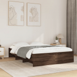 Voodiraam ilma madratsita pruun tamm 140x190 cm tehispuit