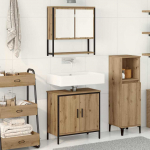 Vannitoa m&ouml;&ouml;bleset riiuliga ladustamisega 2 pcs pruun tehispuit