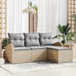 Diivanikomplekt padjaga 4 pcs beež ja heledhall pol&uuml;rotang