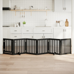 Kokkupandav koerav&auml;rav uksega, 6 paneeli, must 300 cm, pappel