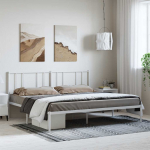 Metallist voodiraam peatsiga, valge, 193x203 cm