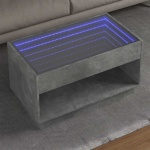 Kohvilaud led-tuledega, betoonhall, 90x50x50 cm