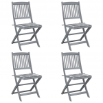 Kokkupandavad aiatoolid, 4 tk, patjadega, akaatsiapuit