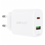 Acefast wall charger USB Type C / USB 20W, PPS, PD, QC 3.0, AFC, FCP white (A25 white)