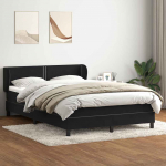 Kontinentaalvoodi madratsiga, must, 160x210 cm, samet