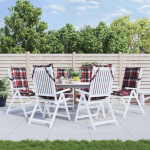 K&otilde;rge seljatoega toolipadjad 6 tk, punane ruudumuster, kangas