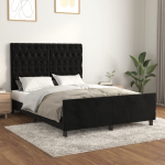 Voodiraam ilma madratsita, must, 140x200 cm, samet