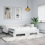 Diivanvoodi v&auml;ljat&otilde;mmatava osaga, valge, 90x200 cm, kunstnahk