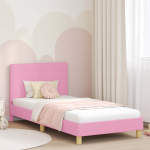 Laste voodiraam peatoega peaga roosa 90 x 190 cm kangas
