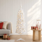 Kitsas kunstkuusk koos j&otilde;ulukuulidega 150 cm 150 led-i
