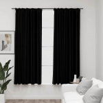 Pimendavad kardinad konksudega, 2 tk must 140 x 175 cm