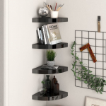 Nurgariiulid, 4 tk, k&otilde;rgl&auml;ikega must, 25 x 25 x 3,8 cm mdf