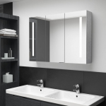 Led vannitoa peegelkapp, betoonhall, 89 x 14 x 62 cm