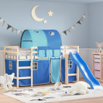 Kardinad ja tunnel k&otilde;rgele voodile, sinine, pol&uuml;ester