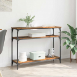 Konsoollaud riiuliga vana puit 100 x 29 x 75 cm tehispuit