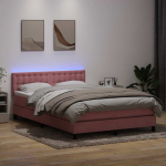 Kontinentaalvoodi madrats ja led roosa 160x220 cm samet