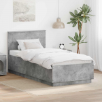 Voodi raam peaga betoonhall 90 x 190 cm tehispuit