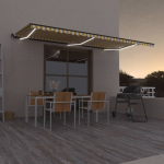 K&auml;sitsi sisset&otilde;mmatav varikatus led, 600x350 cm, kollane/valge