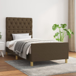 Voodiraam ilma madratsita tumepruun 80x200 cm kangas