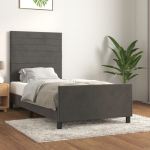 Voodiraam ilma madratsita, tumehall, 80x200 cm, samet