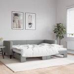 Diivanvoodi v&auml;ljat&otilde;mmatava osaga, helehall, 90x200 cm, kangas