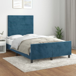 Voodiraam ilma madratsiga tumesinine 120x190 cm samet