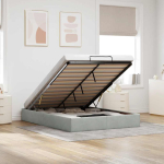 Ottomani voodiraam ilma madratsita helehall 140x190 cm samet