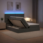 Led-iga voodiraam koos madratsiga tumehall 200 x 200 cm kangas
