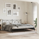 Metallist voodiraam peatsiga, must, 183x213 cm