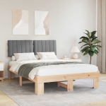 Voodiraam pehme peatoega peaga helehall 140 x 200 cm tahke m&auml;nd