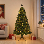 Tehisj&otilde;ulukuusk koos kaunistustega 210 cm 300 led-i soe valge