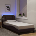 Voodiraam led-iga ilma madratsita hvar, tumepruun, 80x200 cm, kangas