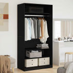 Garderoobikapp riiuliga must tamm 100 x 50 x 200 cm tehispuit
