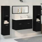 Vannitoa m&ouml;&ouml;bleset seinale kinnitatav 4 pcs must tamm tehispuit