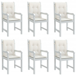 Madala seljatoega toolipadjad 6 tk, kreemjas 100x50x4cm, kangas