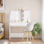 Led-valgustusega tualettlaud, valge, 96 x 40 x 142 cm