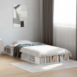 Voodiraam ladustamisega riiuliga valge 80 x 200 cm tehispuit