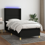 Kontinentaalvoodi madrats ja led, must, 80x200 cm, kangas
